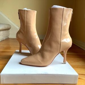 Black Suede Studio Laura Bootie Patent Leather Porcini SZ EU40/US9.5